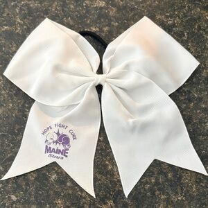 White Maine Stars Cheer Hair Bow with Purple Logo